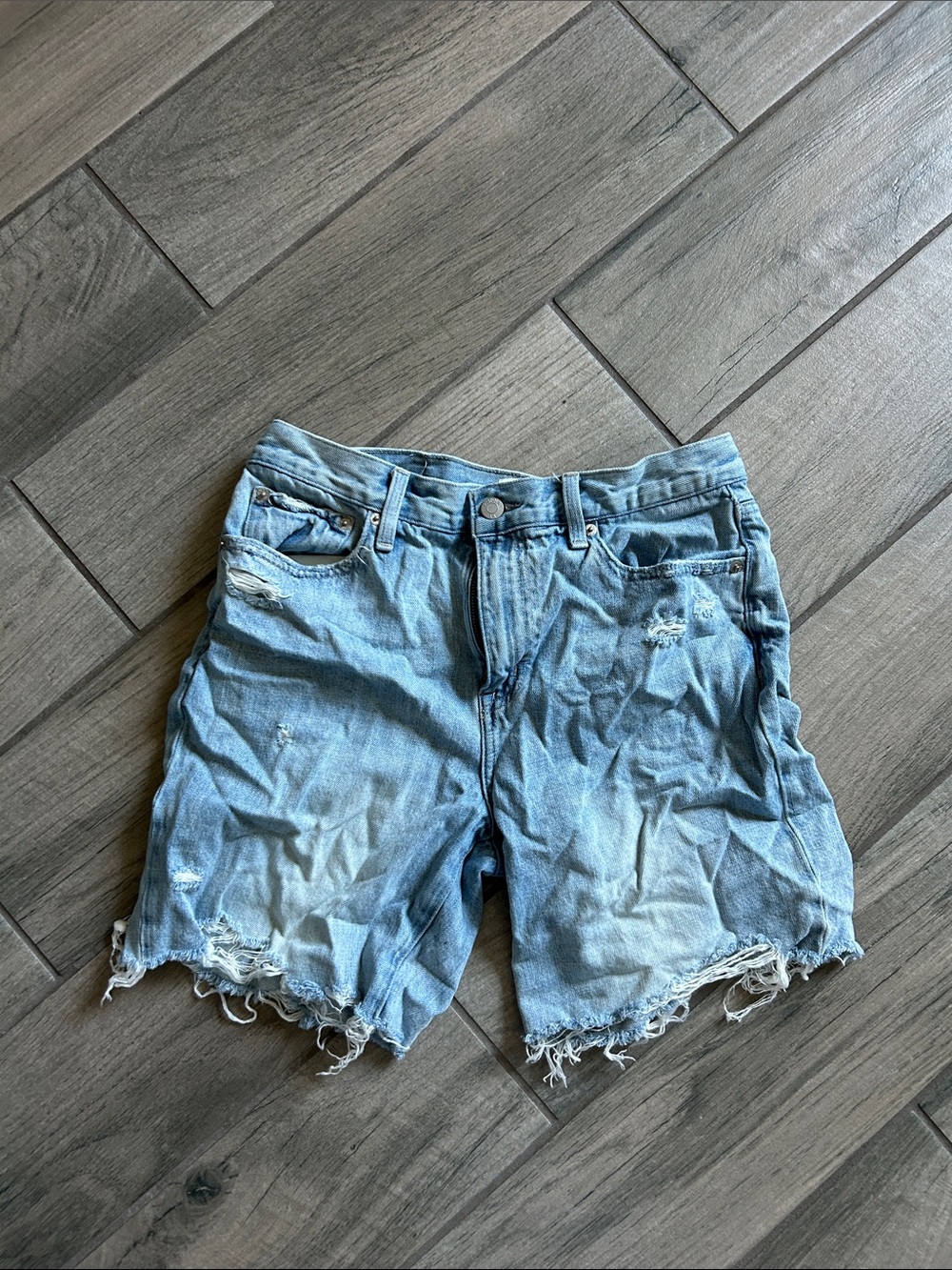 pistola Light Blue Distressed Denim Cutoff Shorts